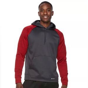 Men’s tech gear warmtek red and gray fleece hoodie size small